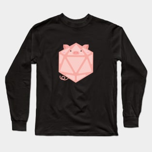 Polyhedral 20 Sided Dice Pig - Tabletop RPG and Animal Lovers Mashup Long Sleeve T-Shirt